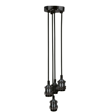 Lyyt Quad E27 Pendant Cord Set Black Chrome