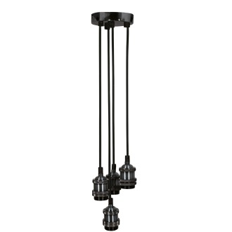Lyyt Quad E27 Pendant Cord Set Black Chrome