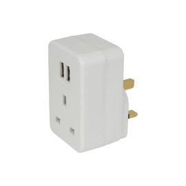 Mercury Plug through mains adaptor with dual USB ports