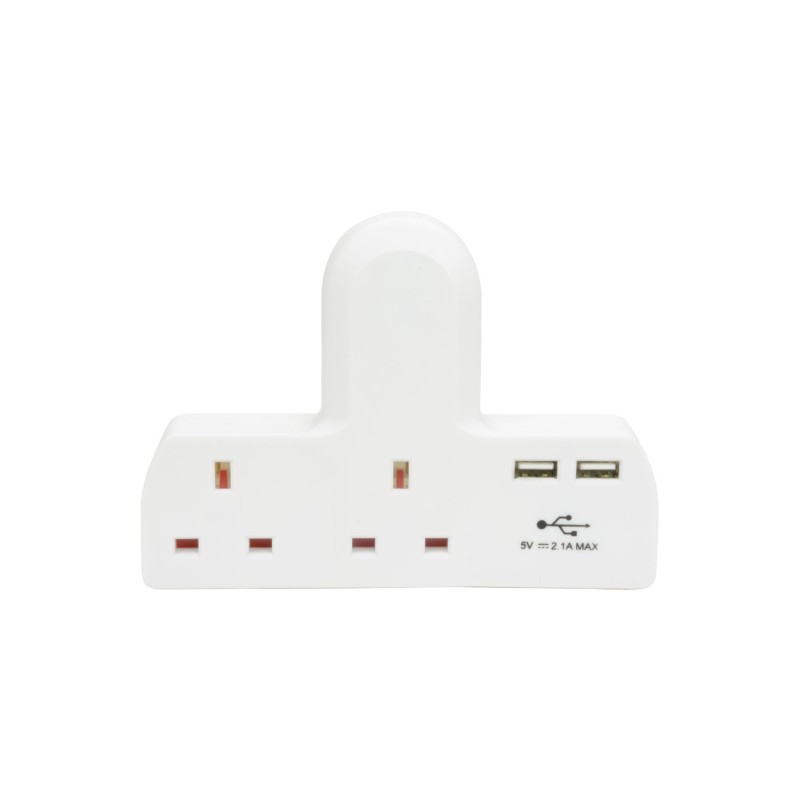 Mercury Plug-in 2-Way Mains Adaptor with Dual USB Ports