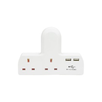 Mercury Plug-in 2-Way Mains Adaptor with Dual USB Ports