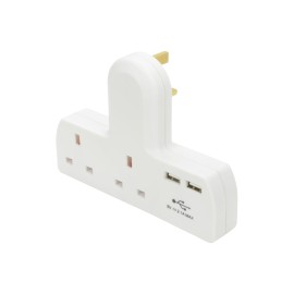 Mercury Plug-in 2-Way Mains Adaptor with Dual USB Ports