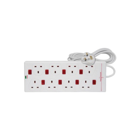 Mercury 8 gang 13A extension lead with anti-surge protection and 8 neon switches
