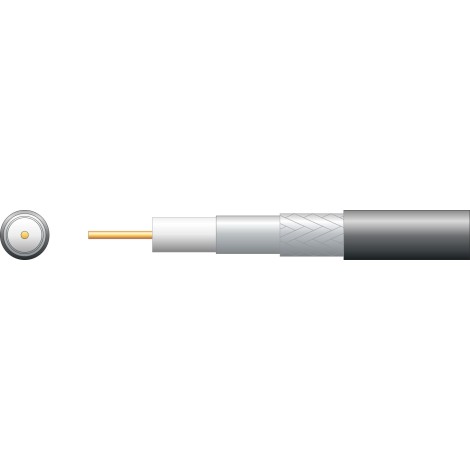 Mercury Eco RG6 Foamed PE Coaxial Cable with Aluminum Braid - 100m Black