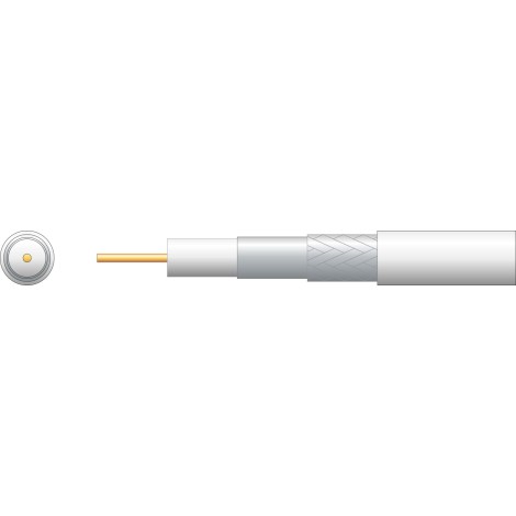 Mercury Eco RG6 Foamed PE Coaxial Cable with Aluminum Braid - 100m White