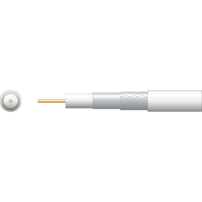 Mercury Eco RG6 Foamed PE Coaxial Cable with Aluminum Braid - 100m White