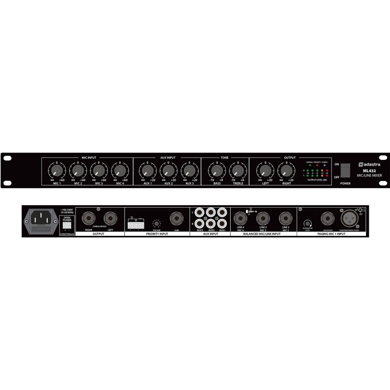 Adastra ML432 mic/line rack mixer