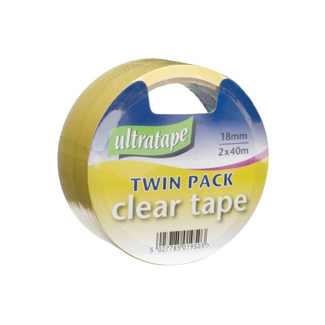 Ultratape Clear Tape 18mm x 40m Twin Pk