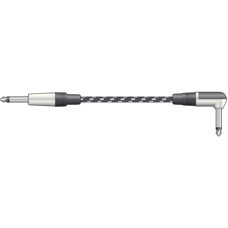 Chord Classic Braided Right Angled Guitar Lead Black/White 3.0m