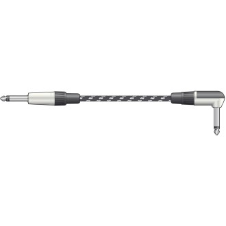 Chord Classic Braided Right Angled Guitar Lead Black/White 3.0m