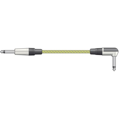 Chord Classic Braided Right Angled Guitar Lead Grey/Gold 3.0m