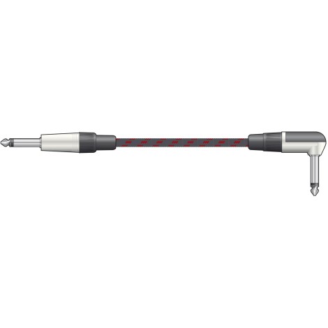 Chord Classic Braided Right Angled Guitar Lead Black/Red 3.0m