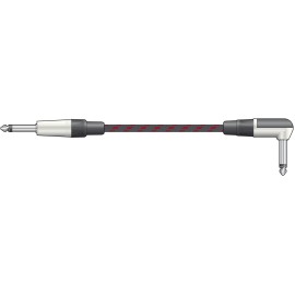 Chord Classic Braided Right Angled Guitar Lead Black/Red 3.0m
