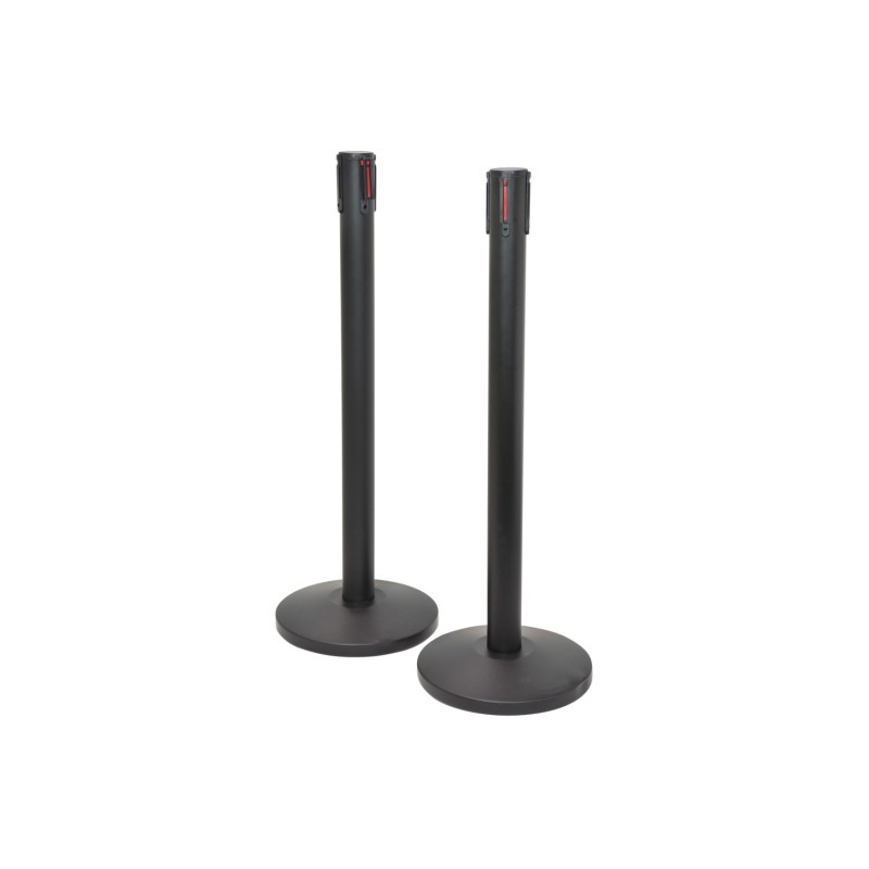 Citronic Retractable Crowd Control Barriers - Set of 2 Powder Black