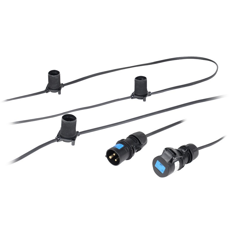 100m BC Festoon, 1m Spacing with 16A Plug and Socket
