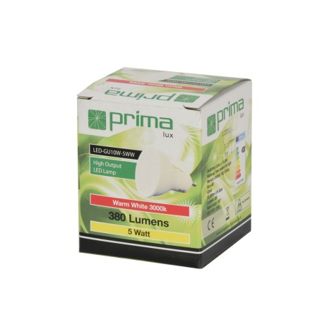 Primalux GU10 LED Bulb 5W 350lm 100° 3000K