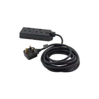 2 Gang 4m 13A HD Mains Extension Lead, Black (EXS1324B)
