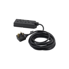 2 Gang 4m 13A HD Mains Extension Lead, Black (EXS1324B)