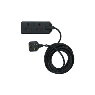 2 Gang 4m 13A HD Mains Extension Lead, Black (EXS1324B)