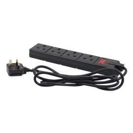 4 Gang 2m 13A HD Mains Extension Lead, Black (EXS1342B)