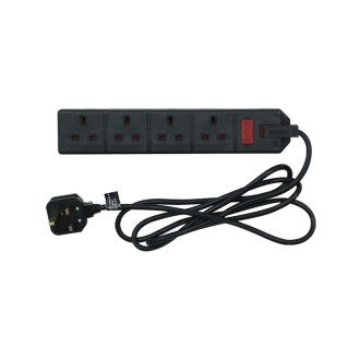 4 Gang 4m 13A HD Mains Extension Lead, Black (EXS1344B)