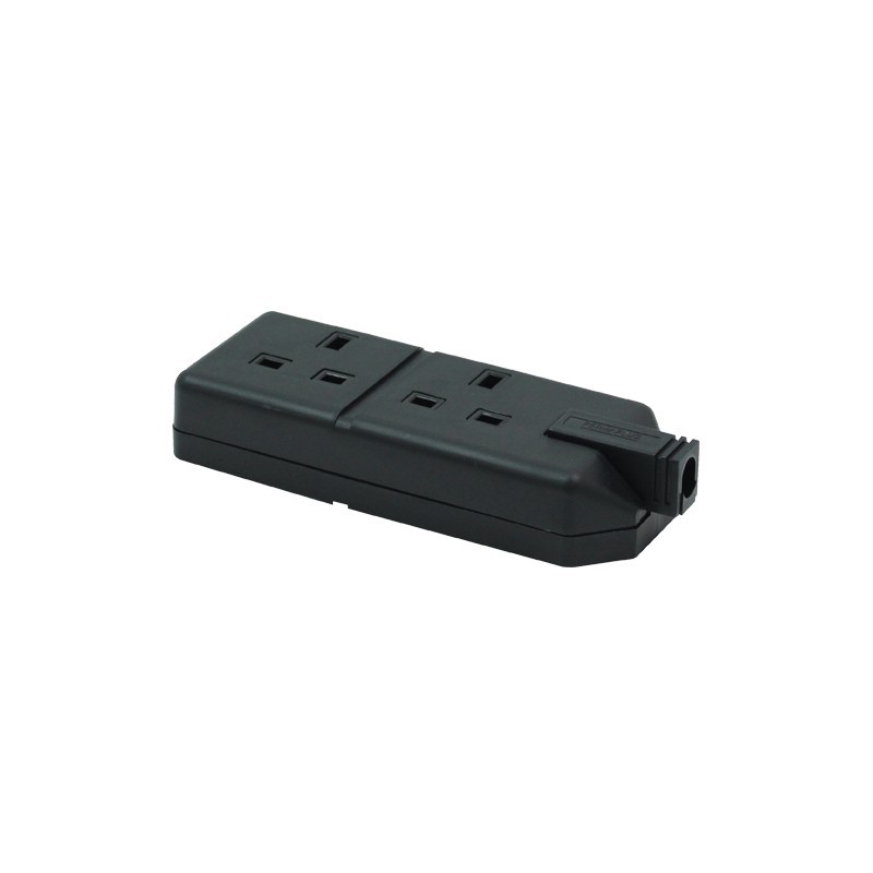 2 Gang 13A HD Mains Socket, Black (ELS132B)
