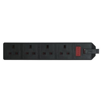 4 Gang 13A HD Mains Socket, Black (ELS134B)
