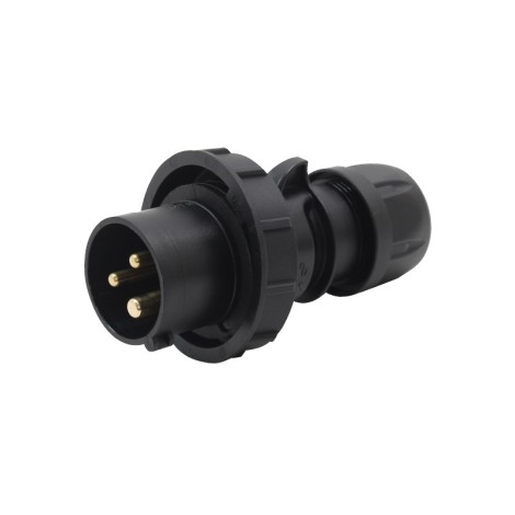 16A 230V IP67 2P+E Black Plug (0132-6X)