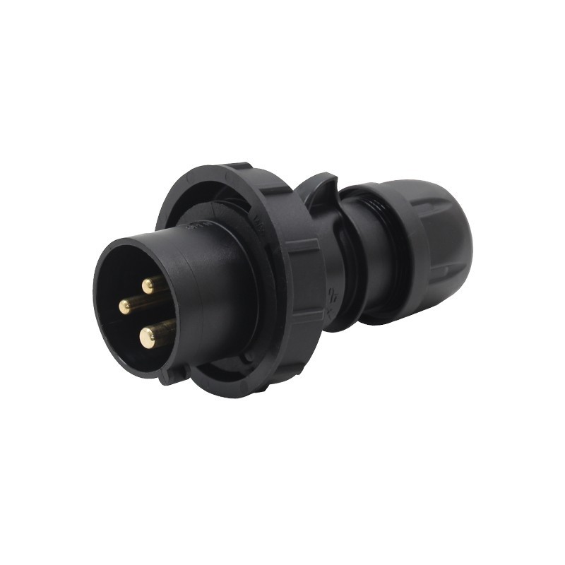 16A 230V IP67 2P+E Black Plug (0132-6X)
