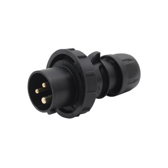 16A 230V IP67 2P+E Black Plug (0132-6X)
