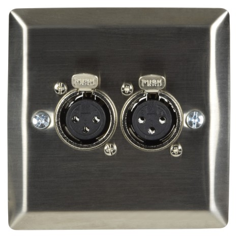 Avlink Steel Wallplate with Twin XLR Sockets