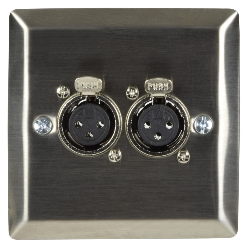Avlink Steel Wallplate with Twin XLR Sockets