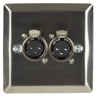 Avlink Steel Wallplate with Twin XLR Sockets