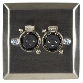 Avlink Steel Wallplate with Twin XLR Sockets