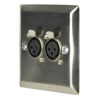 Avlink Steel Wallplate with Twin XLR Sockets