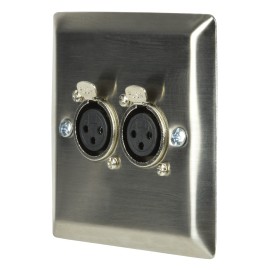 Avlink Steel Wallplate with Twin XLR Sockets
