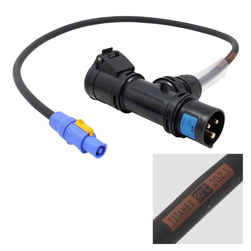 2m 2.5mm T Connect to PowerCON Cable