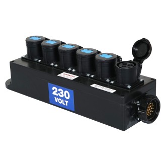 Socapex Breakout Box, 19-Pin to 6 x 16A Sockets