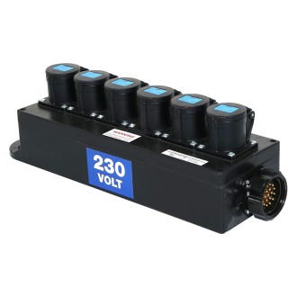 Socapex Breakout Box, 19-Pin to 6 x 16A Sockets