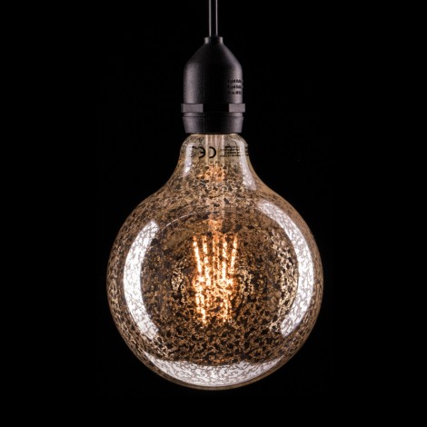 6W Dimmable LED G125 Globe Crackle Filament Lamp 2200K ES