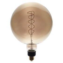 4W Dimmable LED G200 Globe Smoked Spiral Filament Lamp 2200K ES