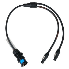 Moulded Y Split - 1.0m 2.5mm 16A Male - 2 x PowerCON True1 Female