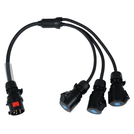Moulded Y Split - 32A 3PH Male to 3 x 32A 1PH Female