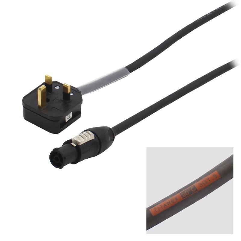 LEDJ 2m 13A Plug to Neutrik PowerCON TRUE1 Cable