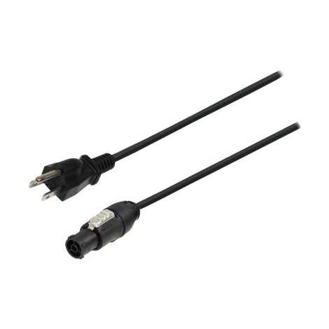 LEDJ Grounded USA Plug to Neutrik powerCON TRUE1 NAC3FX-W-TOP 1mLEDJ Grounded USA Plug to Neutrik powerCON TRUE1 NAC3FX-W-TOP 1m