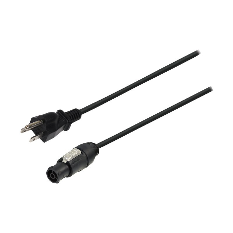 LEDJ Grounded USA Plug to Neutrik powerCON TRUE1 NAC3FX-W-TOP 1mLEDJ Grounded USA Plug to Neutrik powerCON TRUE1 NAC3FX-W-TOP 1m