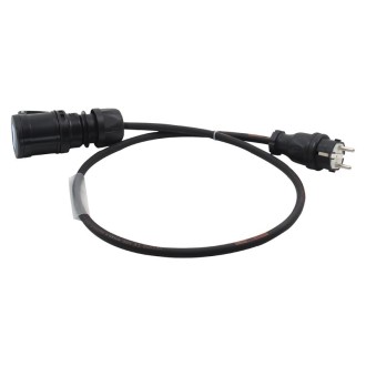 LEDJ Schuko Plug to PCE 16A Black Socket 1m Cable