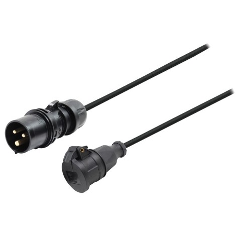 LEDJ PCE 16A Black Plug to Schuko Socket 1m Cable
