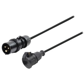 LEDJ PCE 16A Black Plug to Schuko Socket 1m Cable