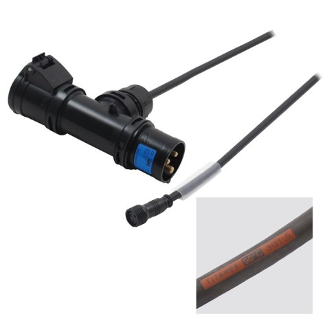 LEDJ PCE 16A Black T-Connector to LEDJ IP Socket 1m Cable